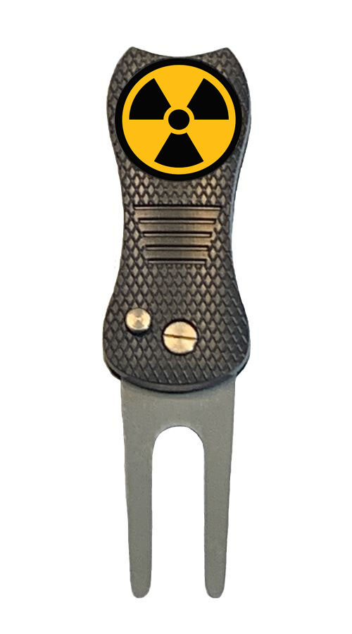 Radiation Hazard Golf Ball Marker w/ Switchblade Divot Tool Radioactive Fallout