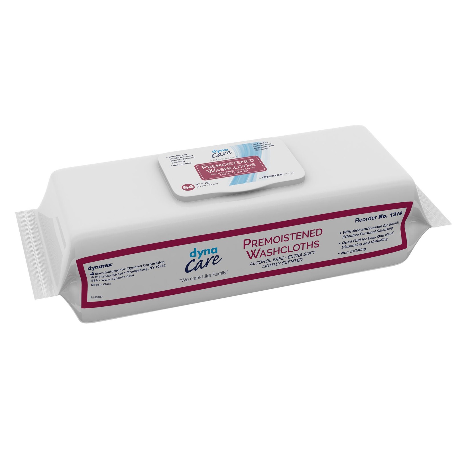 Dynarex Personal Cleansing Wipe 9 x 13" 1319 64 Wipes