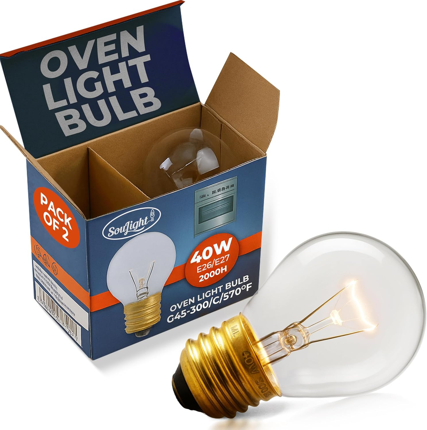 Oven Light Bulb – 40 Watt Appliance Replacement Bulbs for Oven, Stove, Refrigera