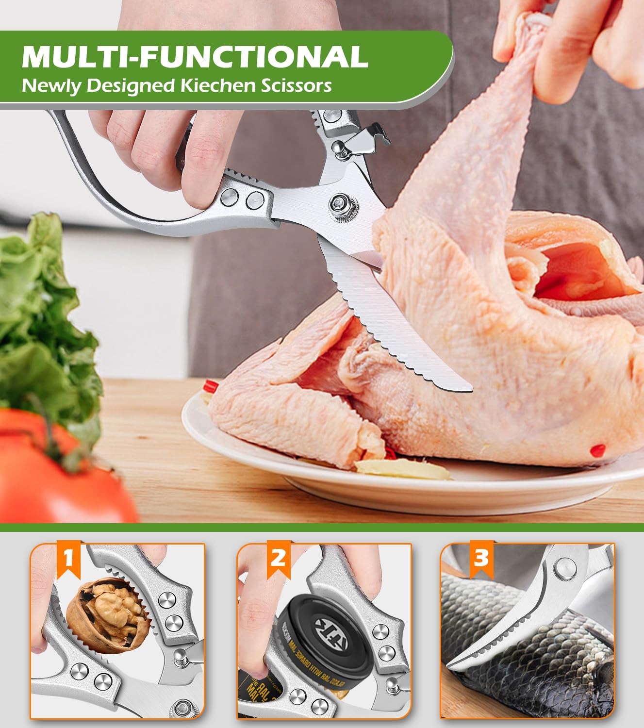 Poultry Shears – Kitchen Shears & Multipurpose Kitchen Scissors for Meat, Chi...