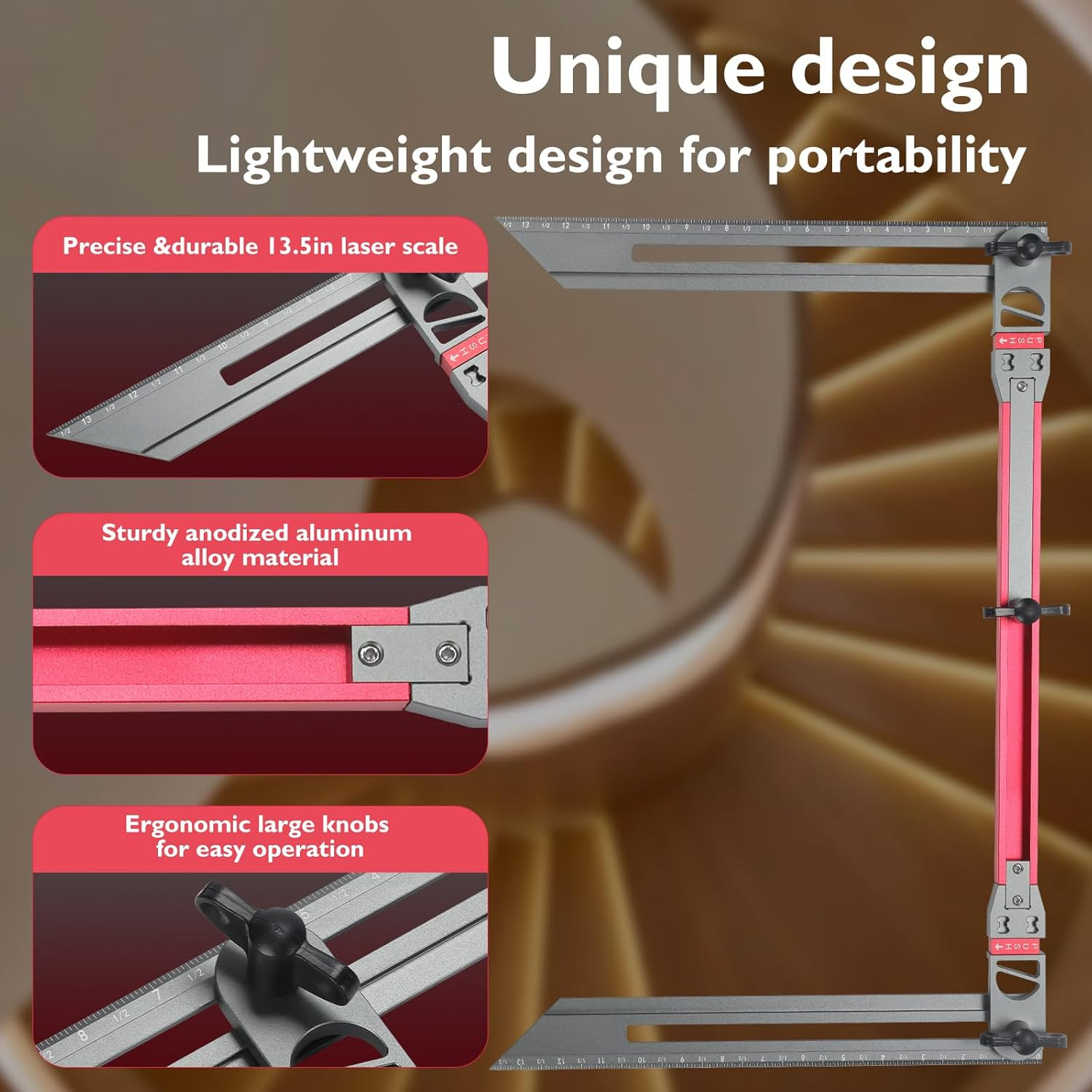Stair Tread Template Tool – Adjustable Stair Measuring Tool for Treads and Riser
