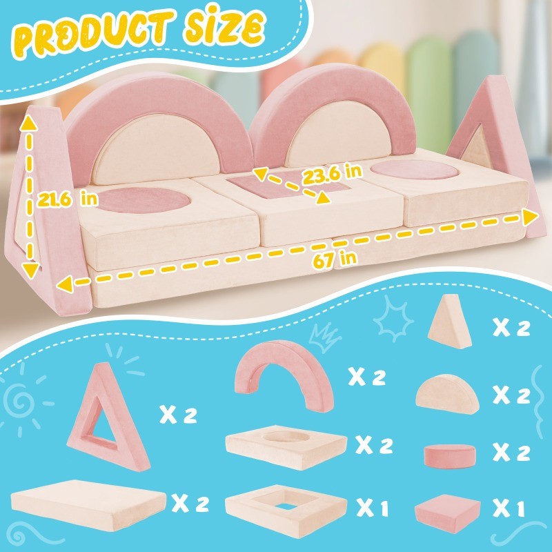 16Pcs Modular Kids Play Couch Kids Couch Toddler Sofa Child Creativity Sofa