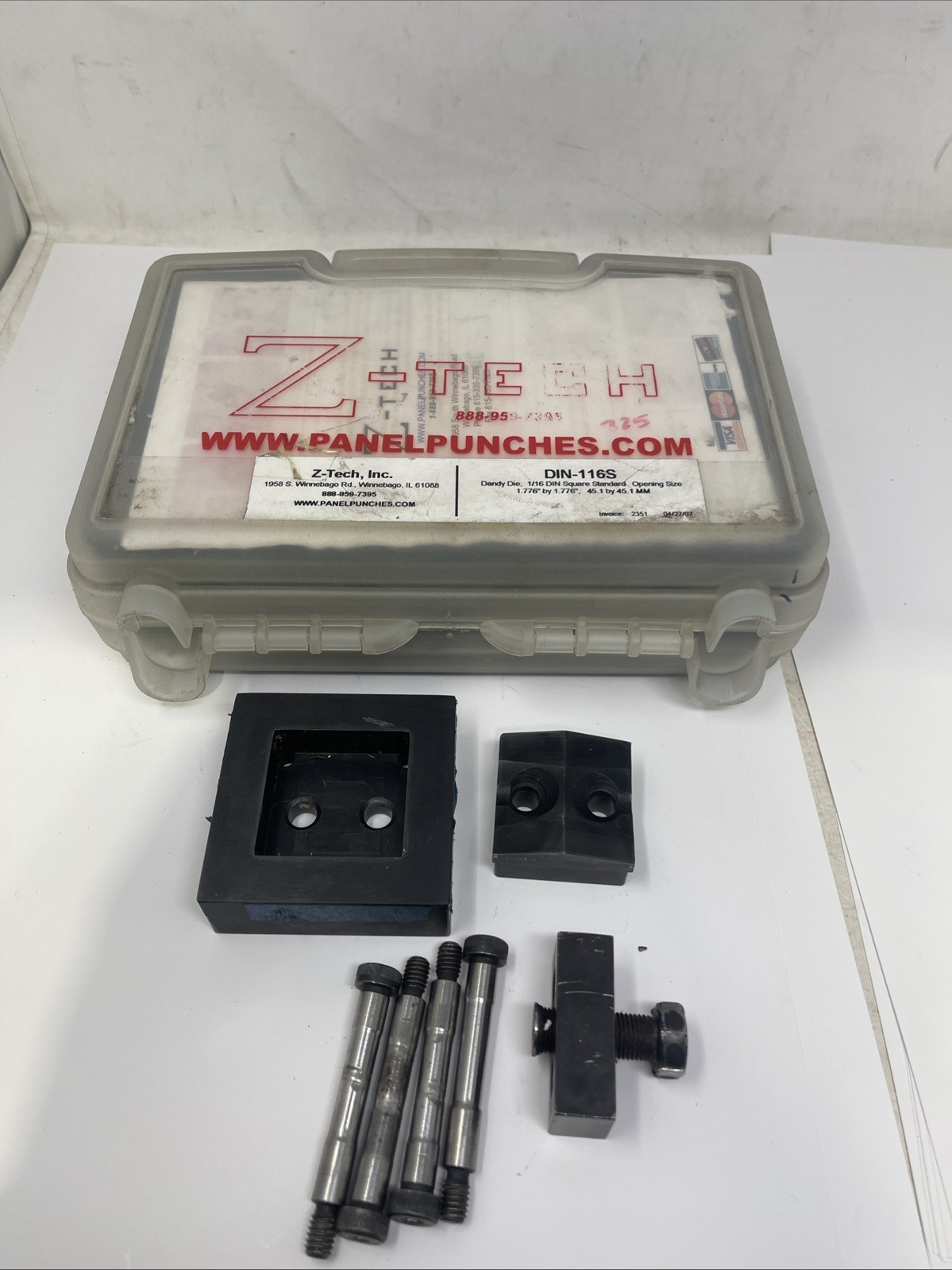 Z Tech DIN-116S Panel Punch And Die Set, Dandy Die, 1/16 DIN Square Standard