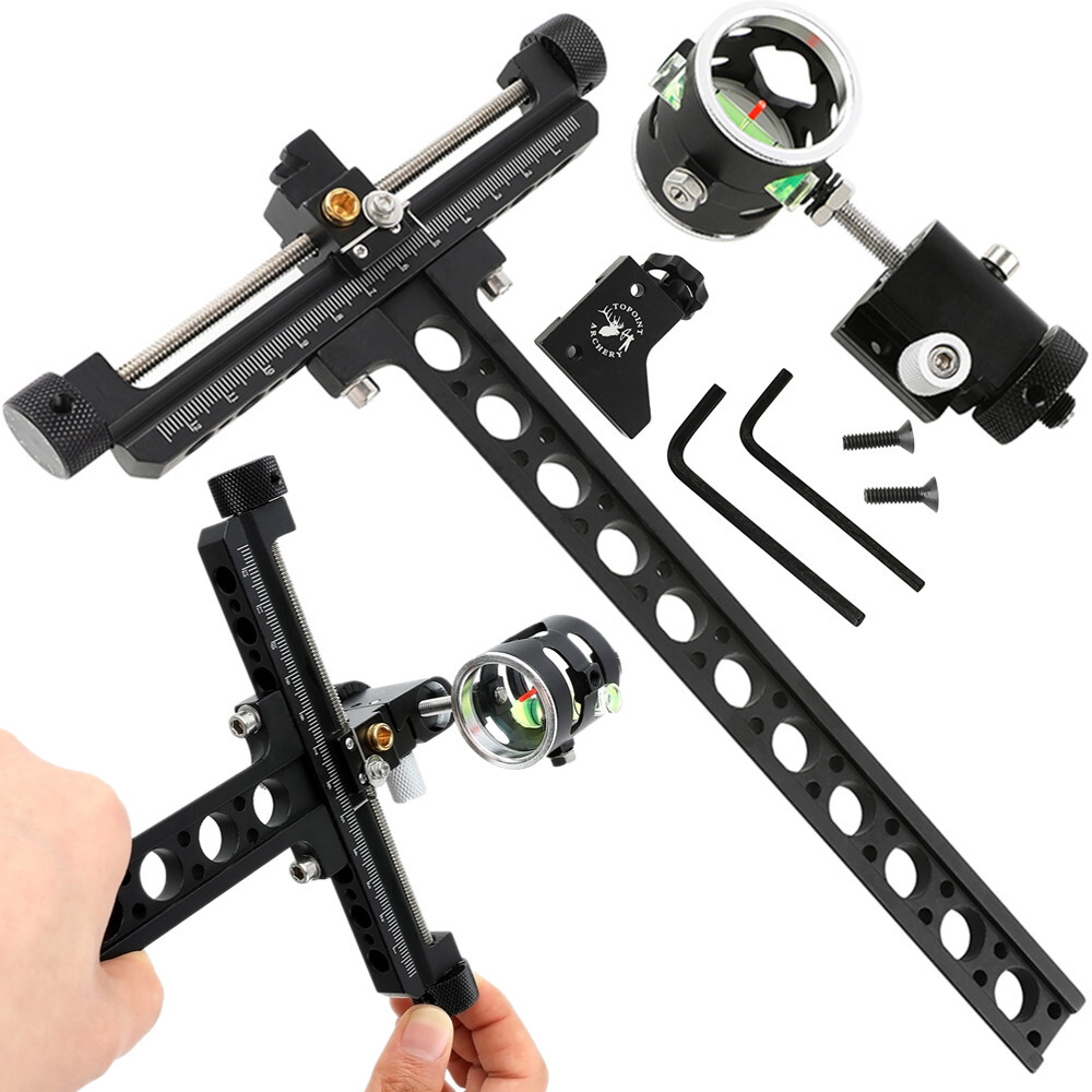 Compound Bow Sight Single Pin 4X Lens 0.059" Micro Adjust Archery Hunting Shoot