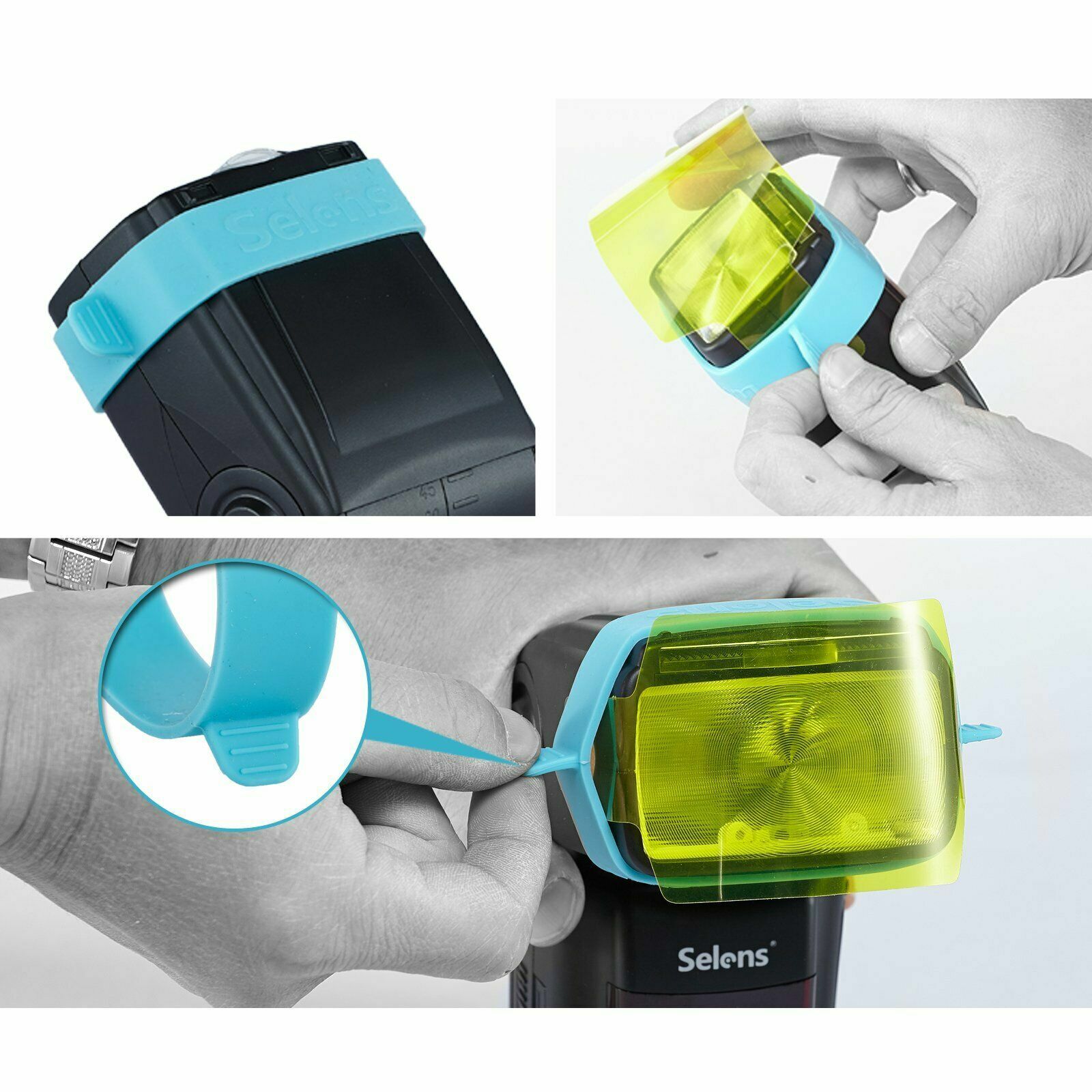 Selens Universal Flash Gels Lighting Filter for Camera Flashlight with Gel-Bands