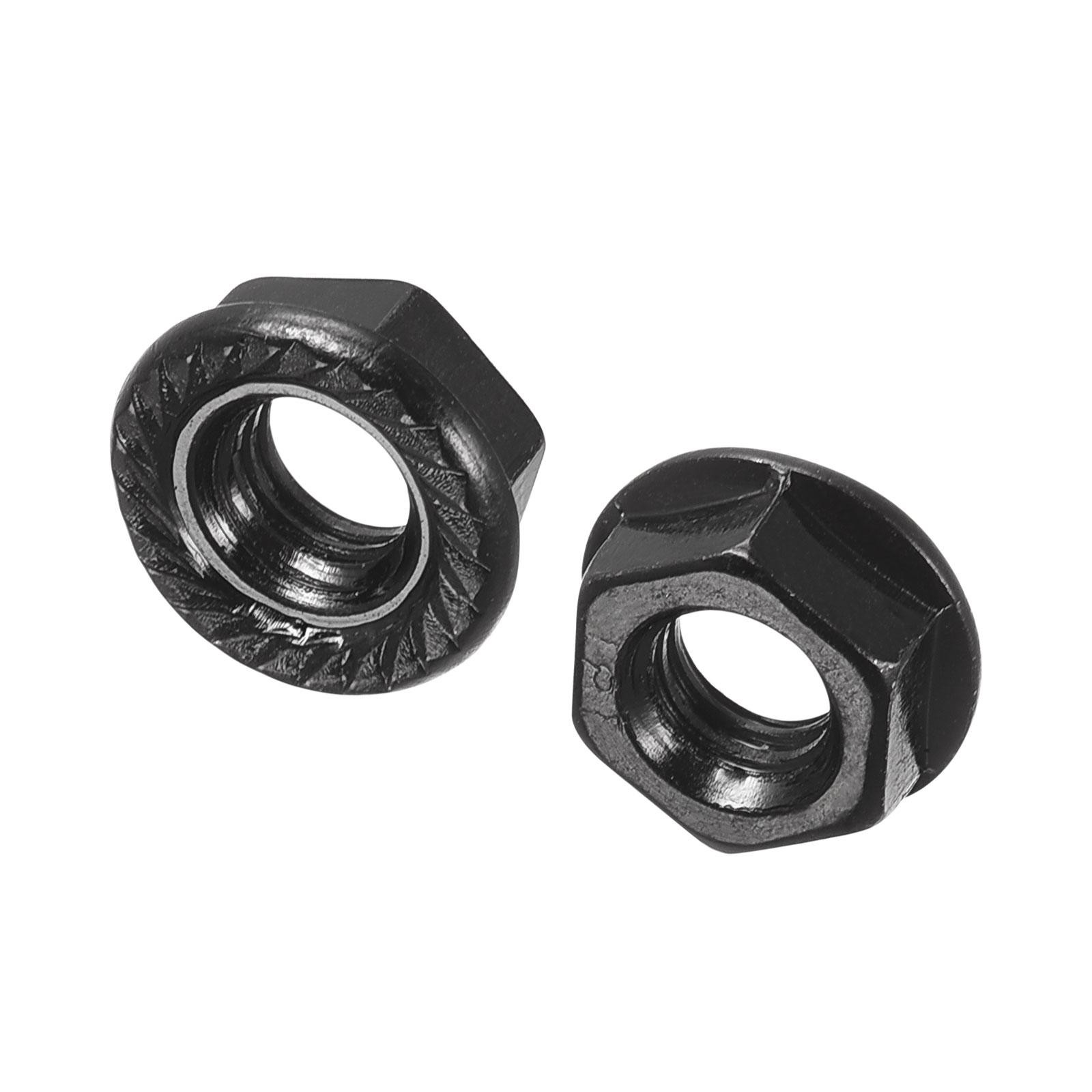 20pcs M6 Serrated Flange Hex Lock Nuts Carbon Steel Black Oxide Finished