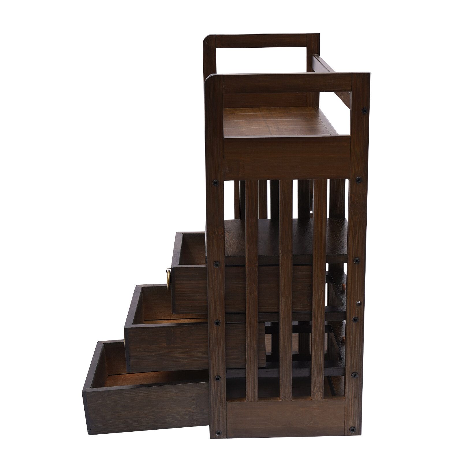 Desktop Bookshelf with Drawer, Bamboo Drawers,Tabletop Storage Container