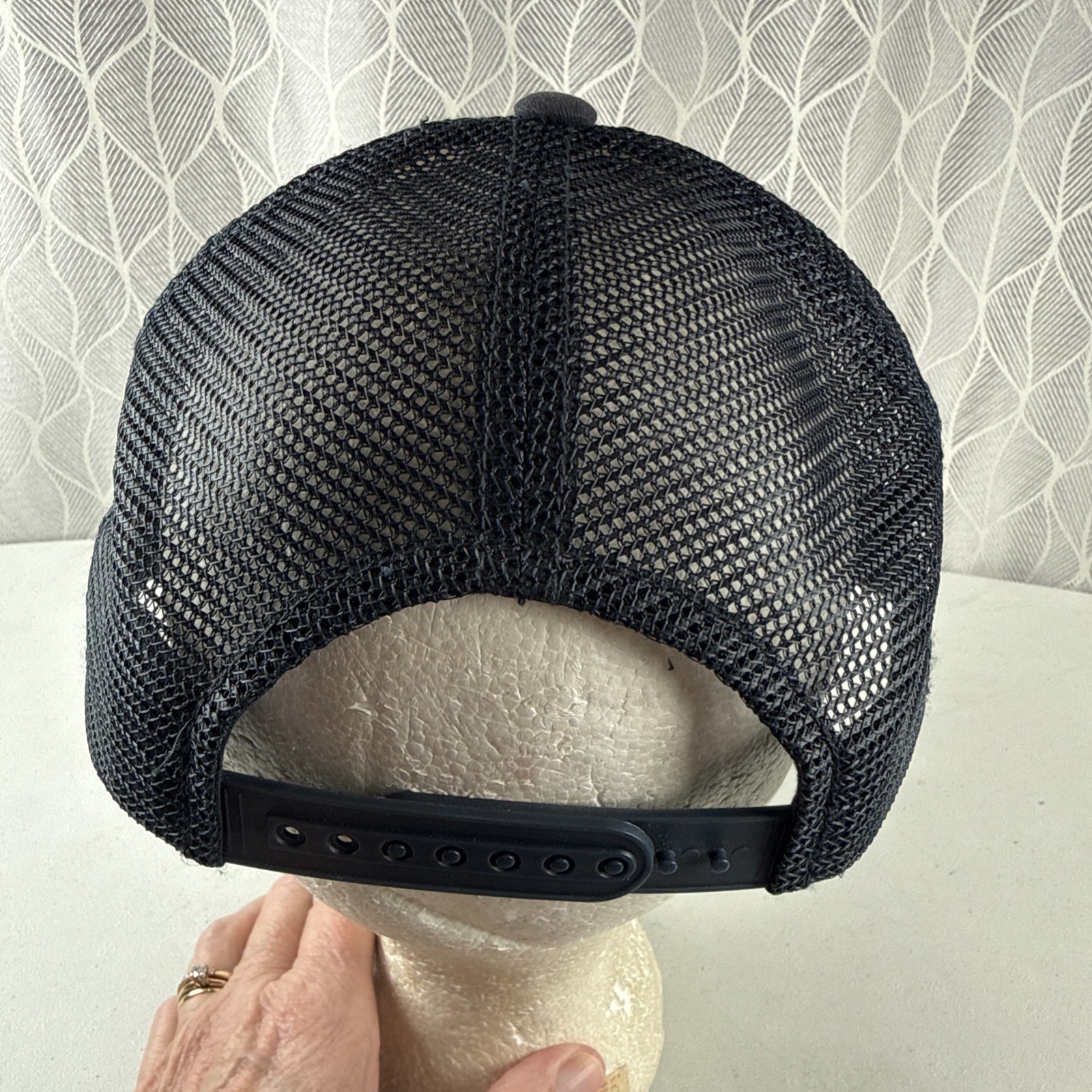 Flag and Anthem EST 2018 Round Patch on Hat Cap RWB-Navy Mesh Snapback