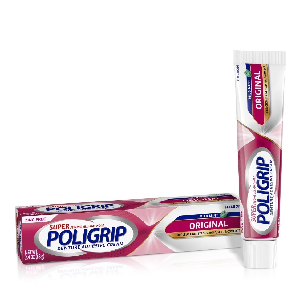 Zinc-Free Denture Adhesive Cream for Adults and Partial Dentures, 2.4 oz