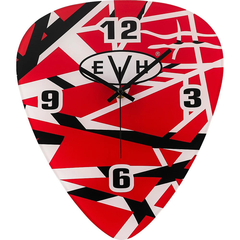 EVH Pick-Shaped Wall Clock - Red, Black and White Stripes