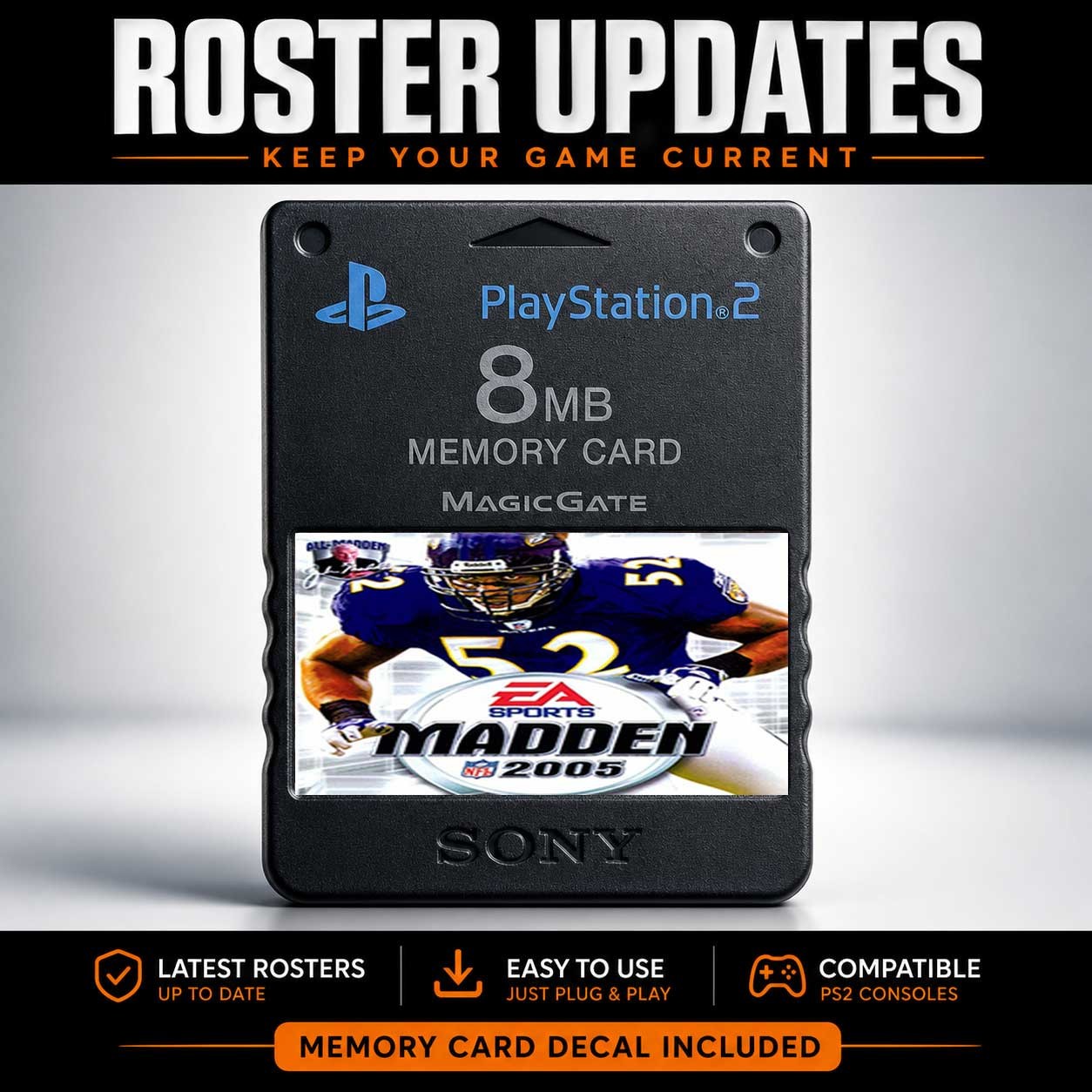 Madden 2005 Roster Updates PS2 Official Memory Card Unlocked 100% Complete Saves