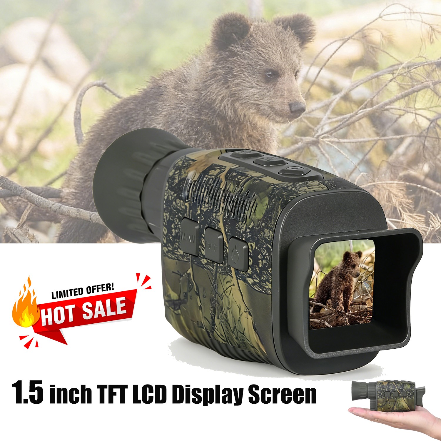 Night Vision Monocular Camouflage Infrared Camera, Take Photos and 960P Video,k