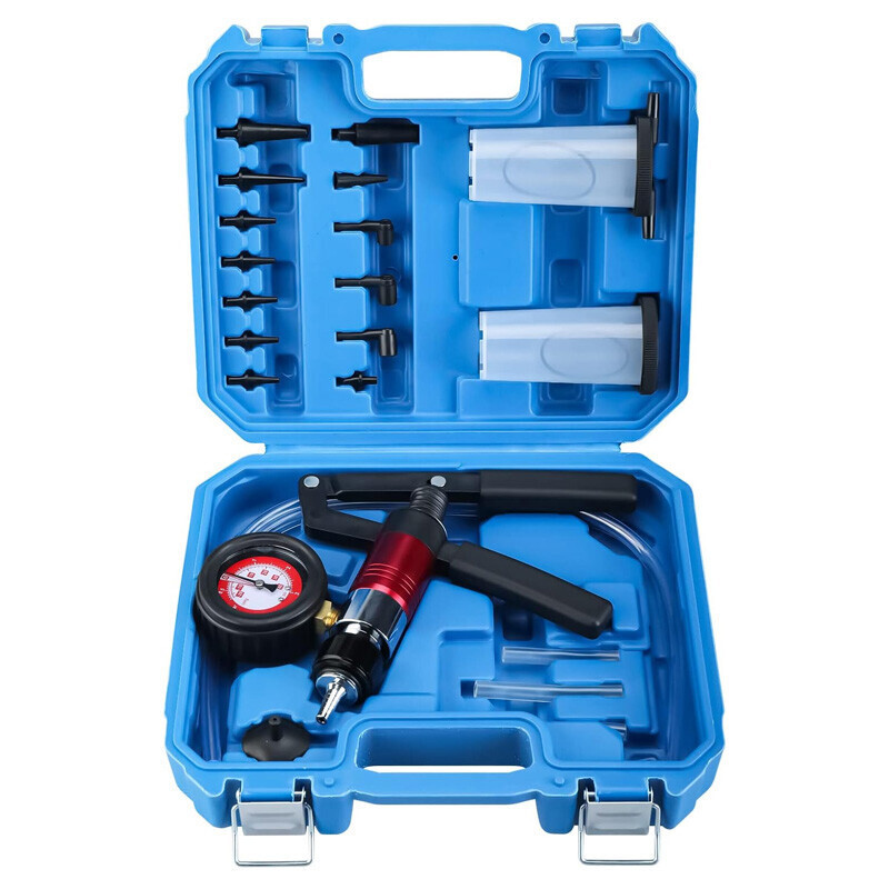 21pcs Hand Held Vacuum Pressure Pump Tester Brake Fluid Bleeder Bleeding Tool US