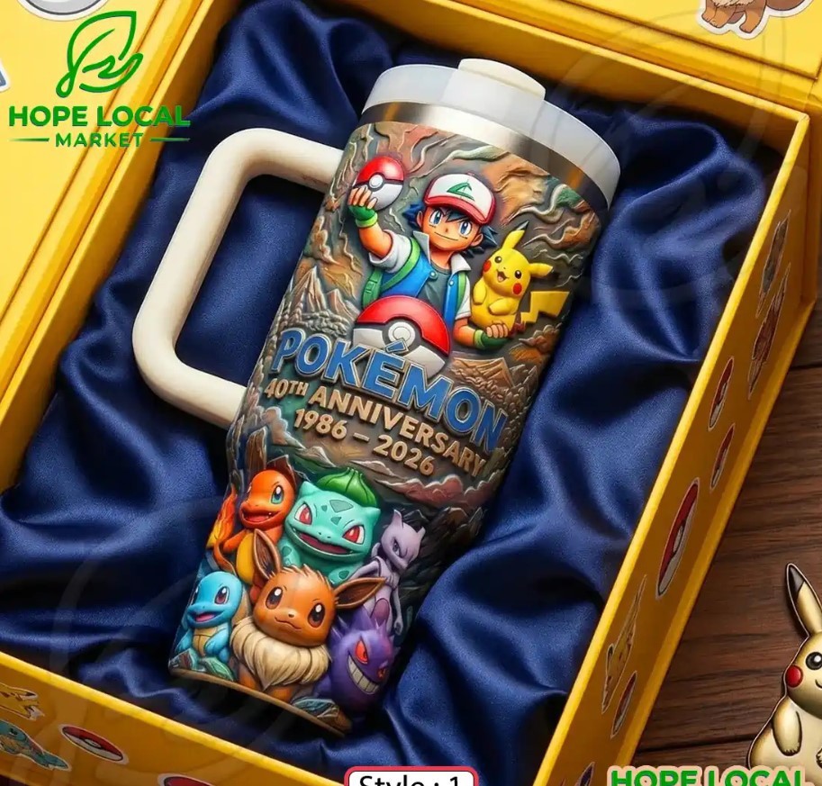 NEW!! Pokemons Day 2026 30th Celebration Insulated 40oz Tumbler With Handle