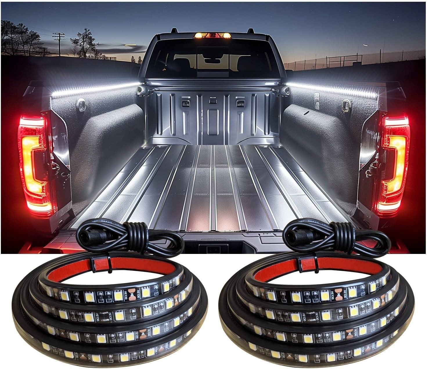 60Inch LED Truck Bed Lights, 2PCS White LED Lighting Fixtures, Waterproof Truck
