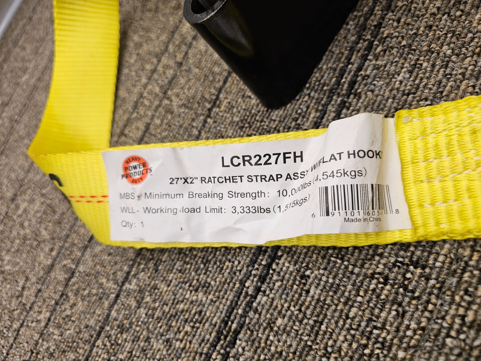 Power Products LCR227FH Ratchet Strap with Flat Hook 27' X 2"