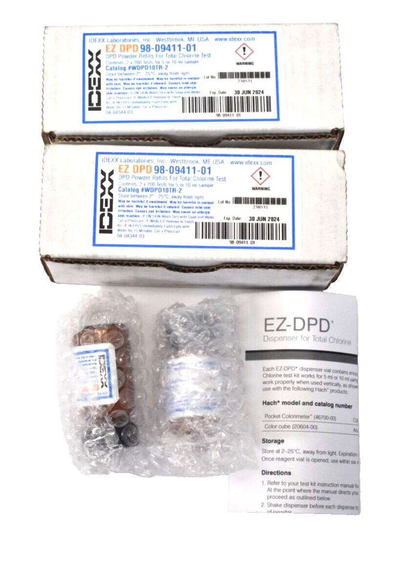 Lot of 4 Idexx DPD Powder Refills For Total Chlorine Test WDPD10TR-2 98-09411-01