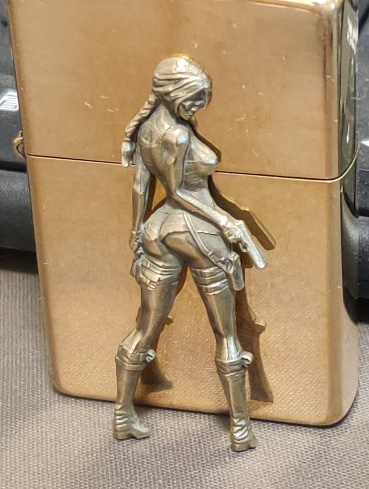 1 piece Brass Sexy and seductive pirate girl sticker lighter DIY accessories