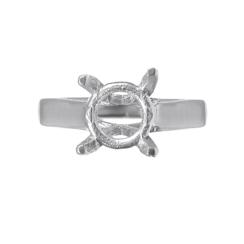 925 Sterling Silver 10 mm Round Semi Mount Polygon Shape Semi Mount Ring