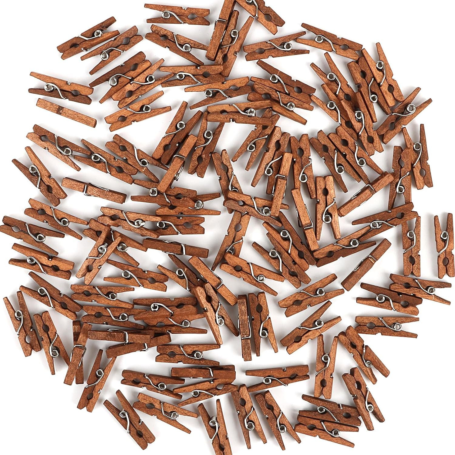 Mini Wooden Clothespins, 100 Pcs 1 Inch Vintage Brown Small Craft Clothes Pins f