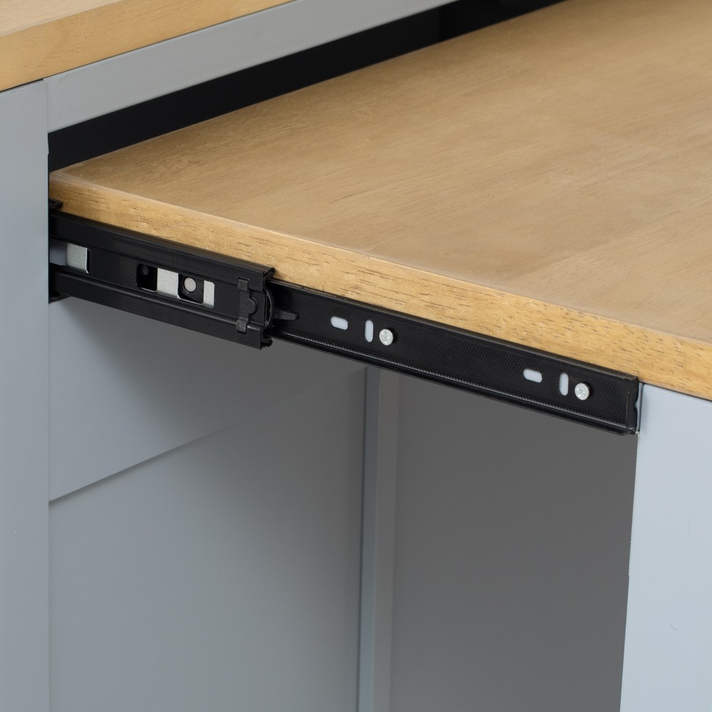47-inch Kitchen Island w/ Extendable Table, Storage, Outlet - Grey Blue