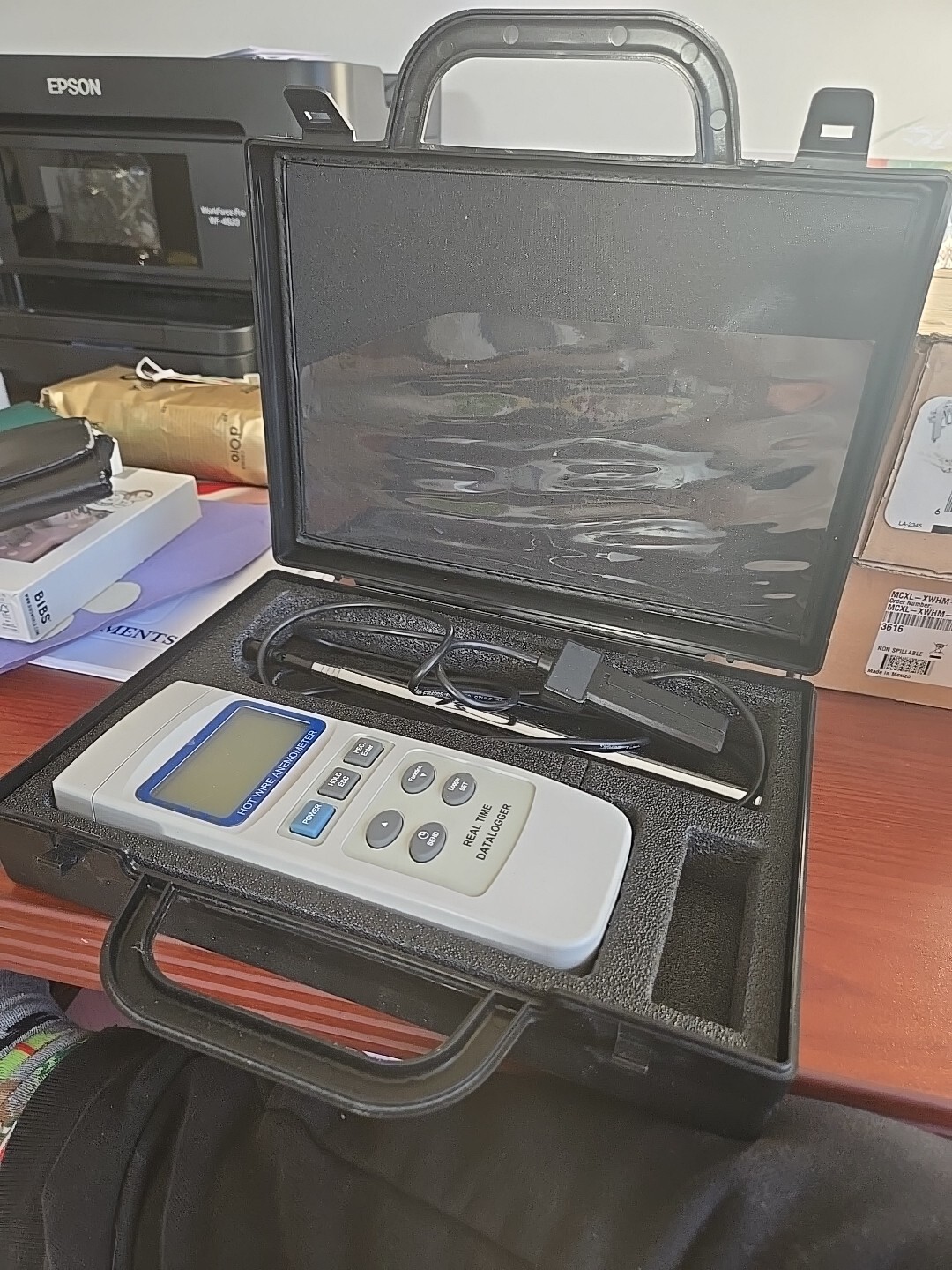 Datalogging Hot Wire Air-Flow Volume Anemometer with Type K/J Thermocouple Port