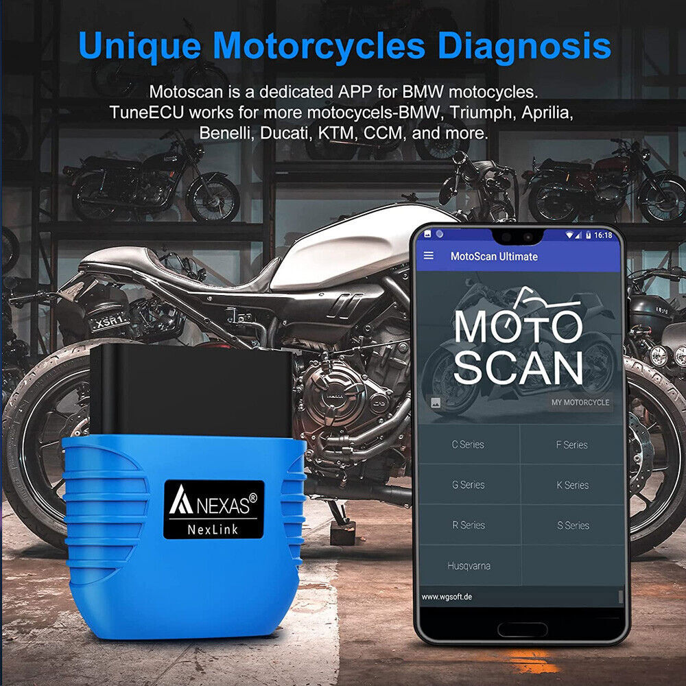 NEXAS OBD2 Scanner Car Code Reader Motorcycle Check Engine Light Bluetooth APP