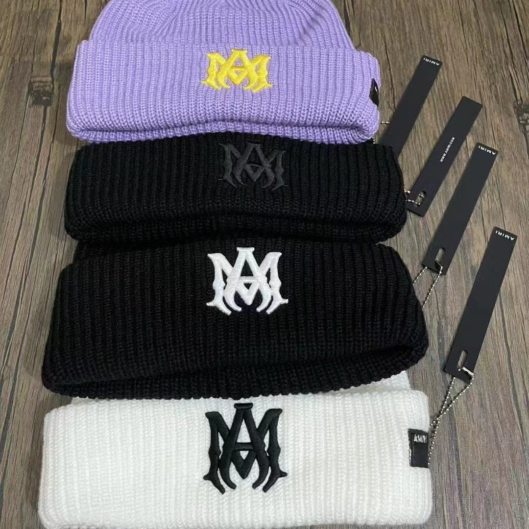 Mens Womens AM Letter Embroidery Beanies Autumn Winter Warm Hat Hip Caps