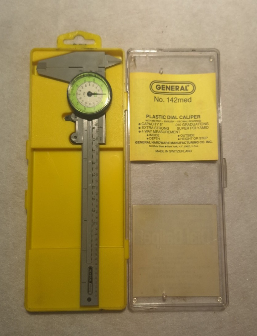 Caliper  General No. 142med Plastic 5" Dial Caliper Made In Switzerland. Used