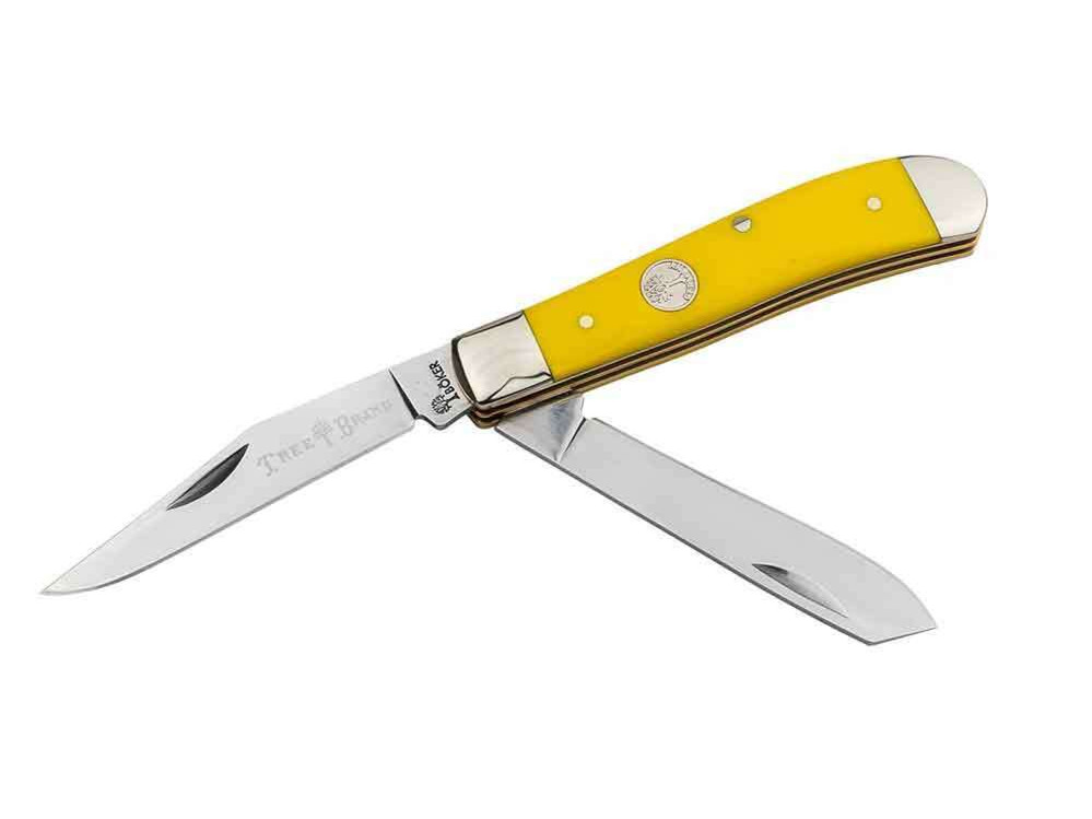 BOKER Treebrand Mini Trapper Yellow Delrin Classic 2-Blade Folding Knife 110850