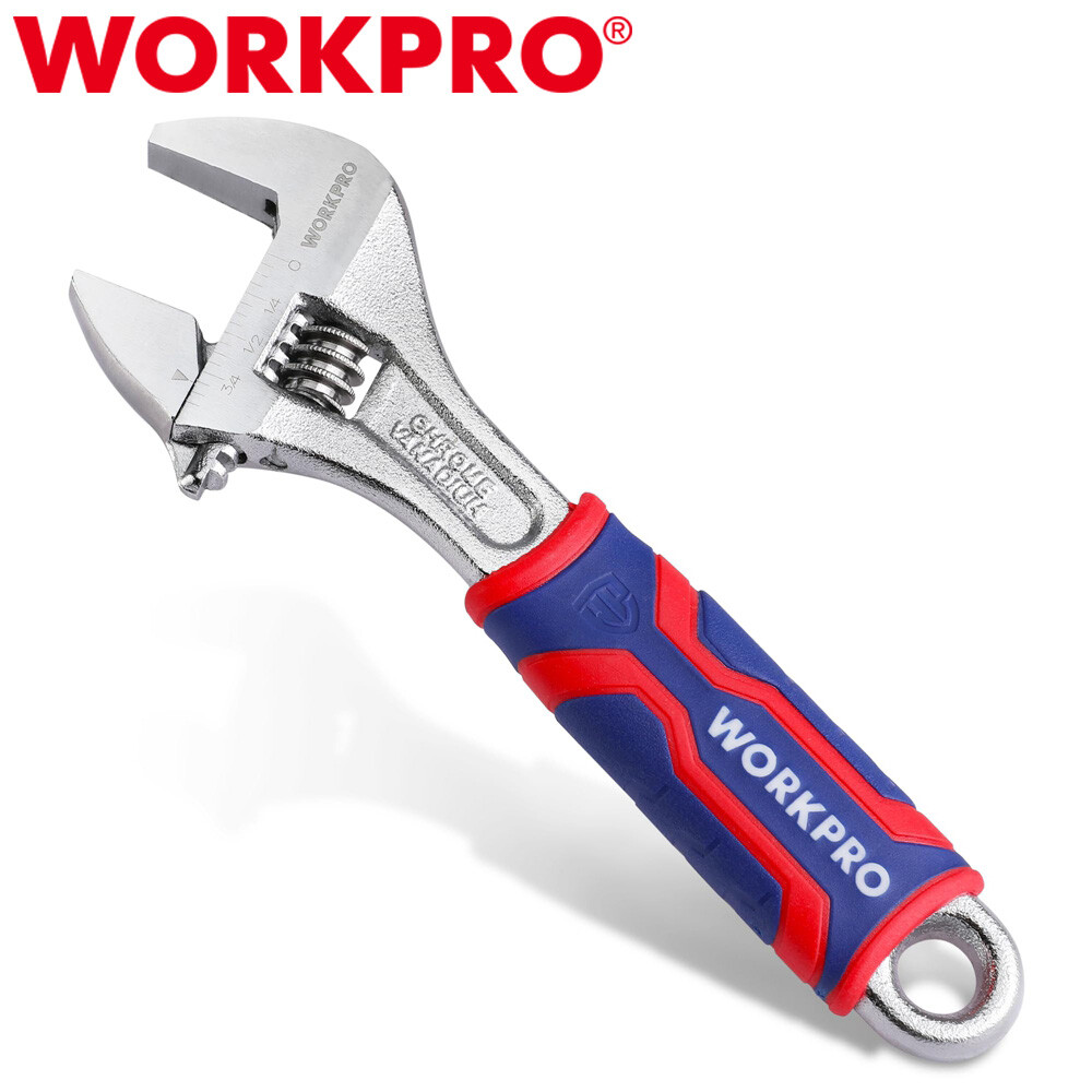 WORKPRO 6inch Adjustable Wrench Cr-V Wide Jaw Opening Wrench Metric/SAE Wrenches
