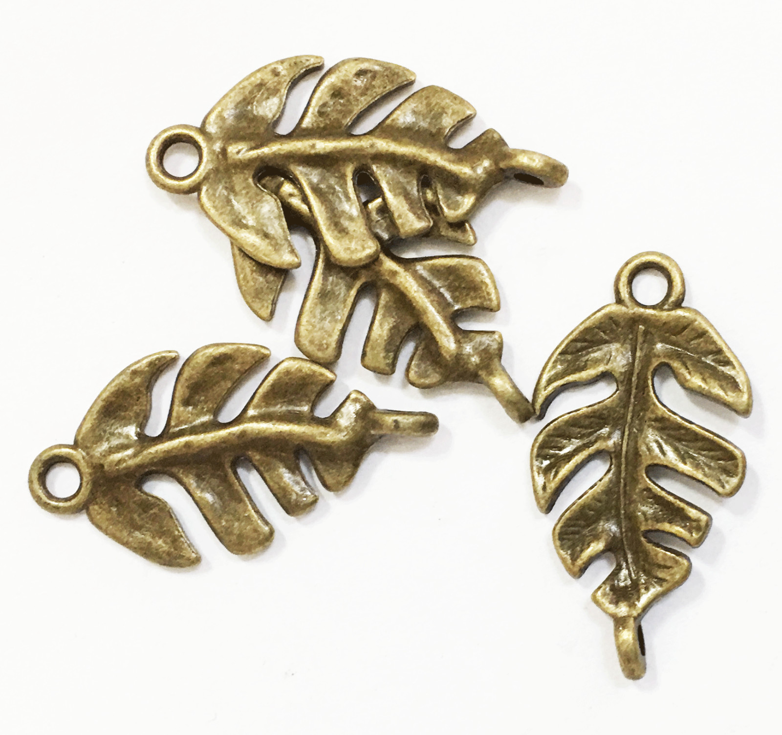 20 Antique Bronze leaf connector 27x14mm, Bulk Antique brass connector