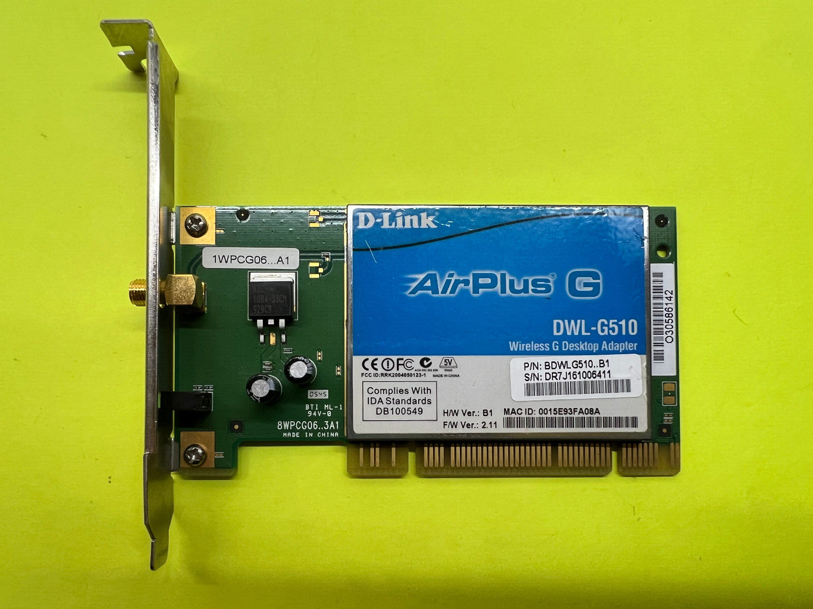 D-Link DWL-G510 Wireless G Desktop Adapter Card Free Shipping