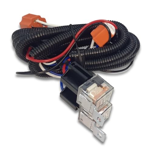 H4 Headlight Relay Harness Kit, 2-Headlight Wiring Harness and Ceramic Socket