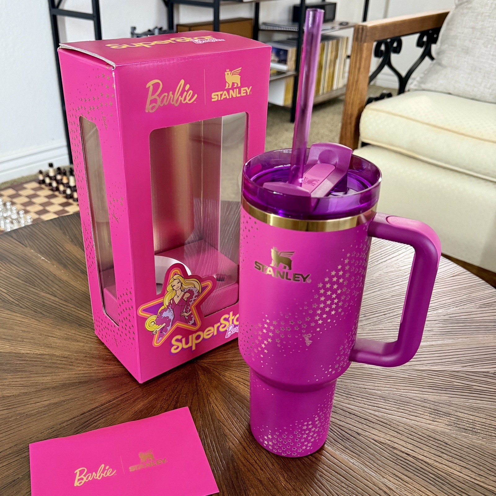NEW SOLD OUT Barbie x Stanley 70’s SUPERSTAR Tumbler 40 oz IN BOX AUTHENTIC