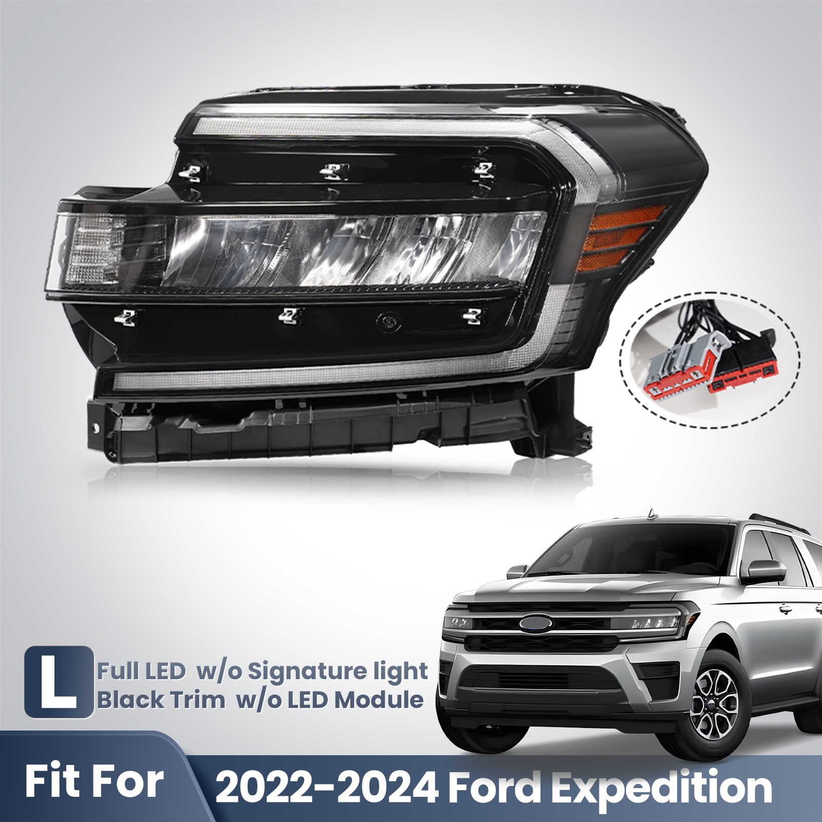 For 2022-2024 Ford  Expedition Full LED Headlight w/o Signature Light Left Side