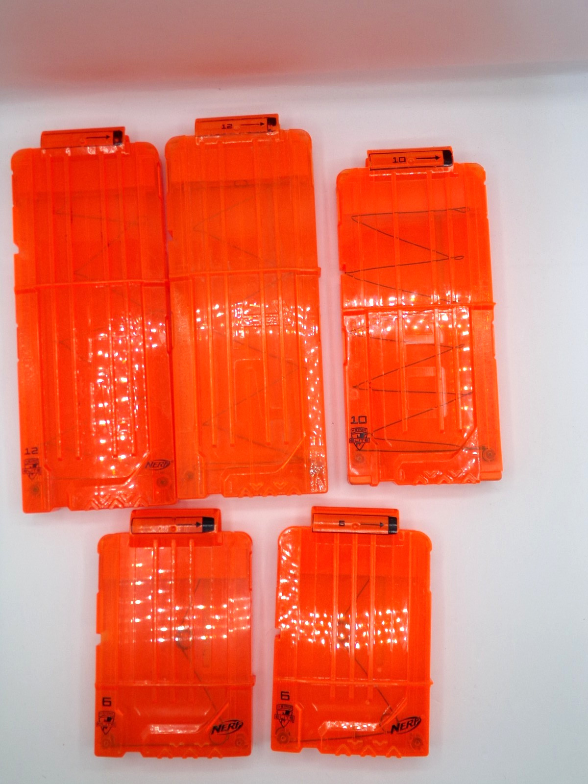 LOT x 5 Nerf N-Strike Elite 6 12 10 Round Dart Magazine Orange