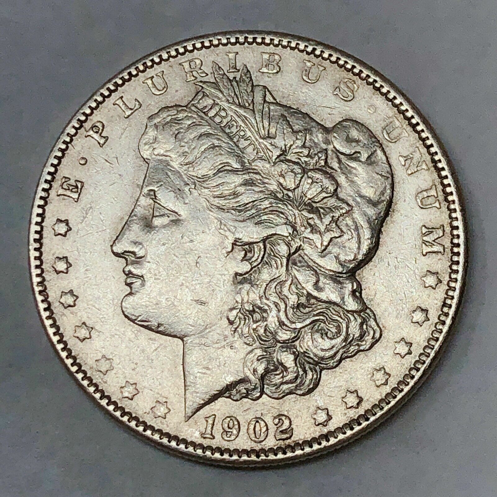 1902 MORGAN SILVER DOLLAR 90% SILVER $1 US COIN - Very Little Wear! Beauty! N035
