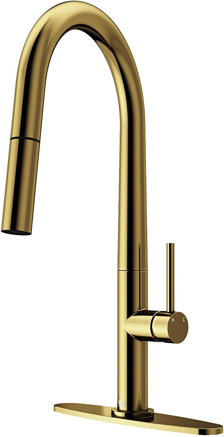 VIGO VG02029MGK1 Greenwich Single-Handle Pull-Down Kitchen Faucet with Deck Plat