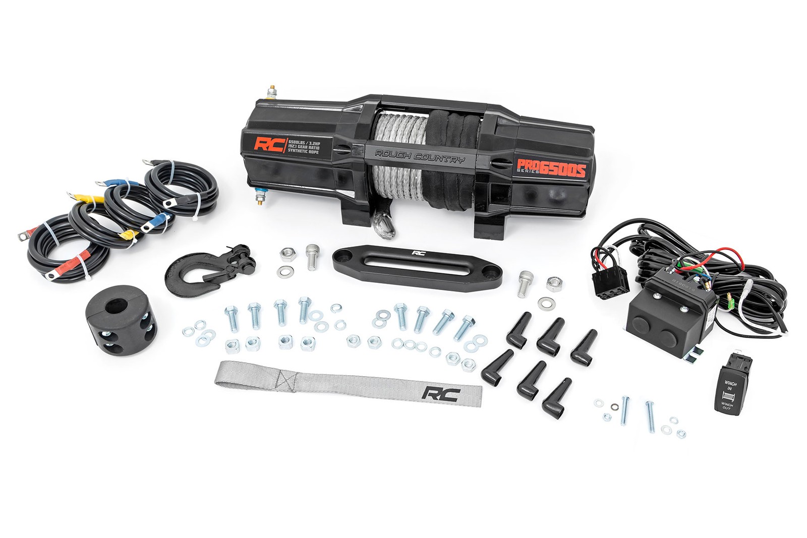 Rough Country RS6500SA 6500lb 12V Electric UTV Winch w/Synthetic Rope
