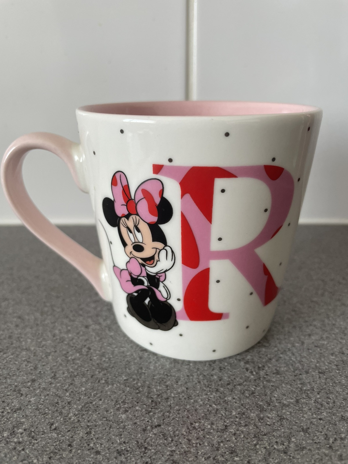 Disney Minnie Mouse Cup Mug Initial Letter " R " TJ Morris