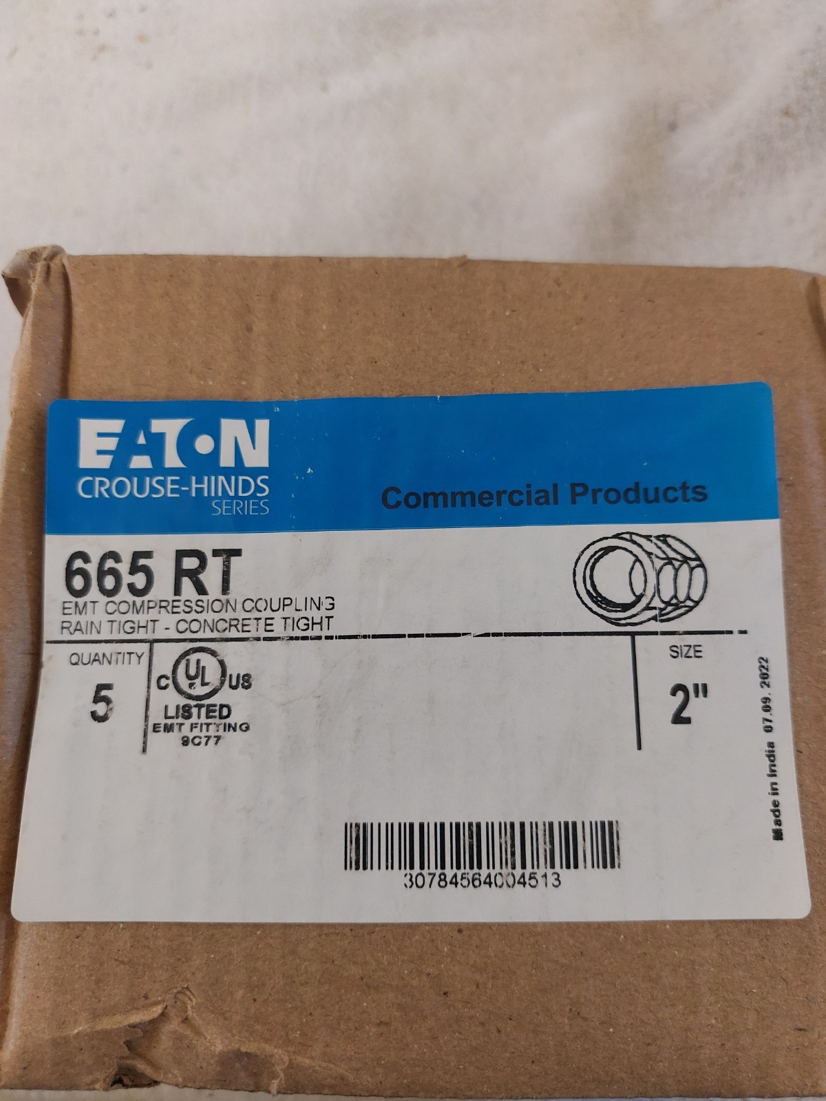 CROUSE-HINDS 665 RT 2" EMT COMPRESSION COUPLING ( BOX OF 5 )