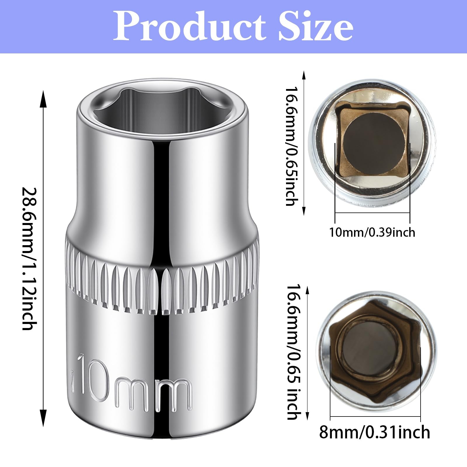 12 Pack 3/8-Inch Drive Impact Socket 10mm Socket Set Shallow Sockets Metric M...