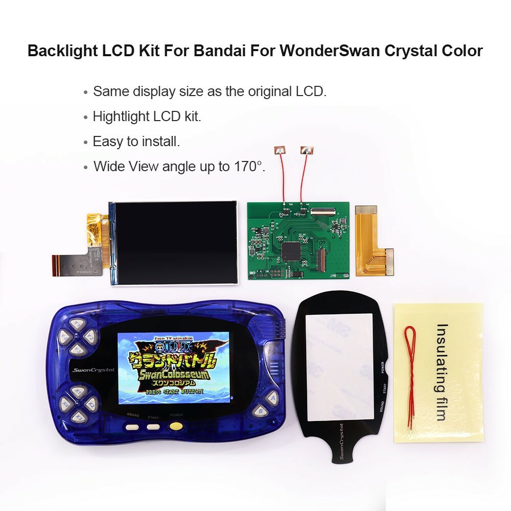 WSCC Hightlight IPS LCD Screen Kit Backlight For Bandai WonderSwan Crystal Color
