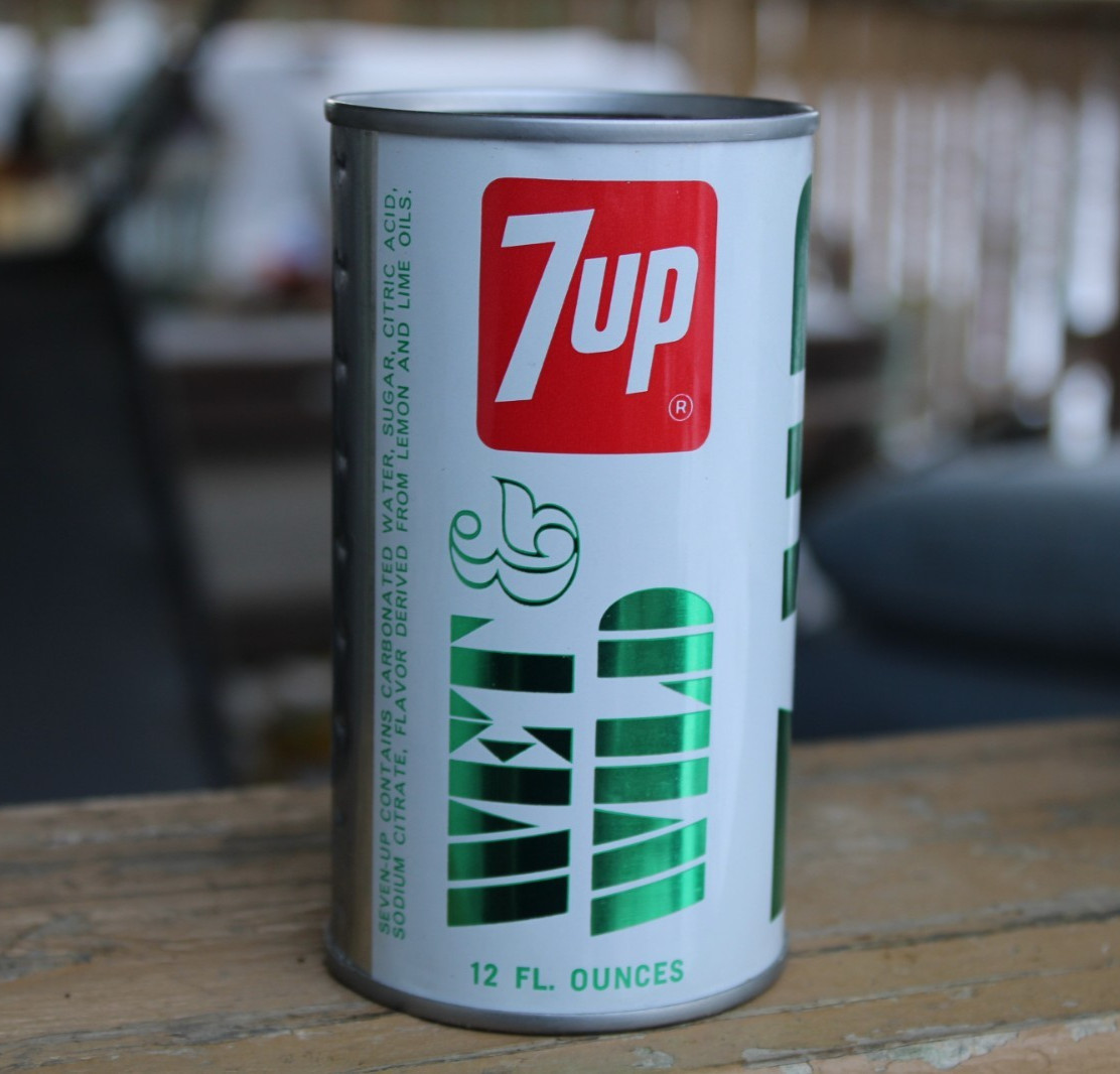 NEAR MINT ~1960's era 7UP WET & WILD Old Straight Sided Soda Pop 12 oz. Can Bank