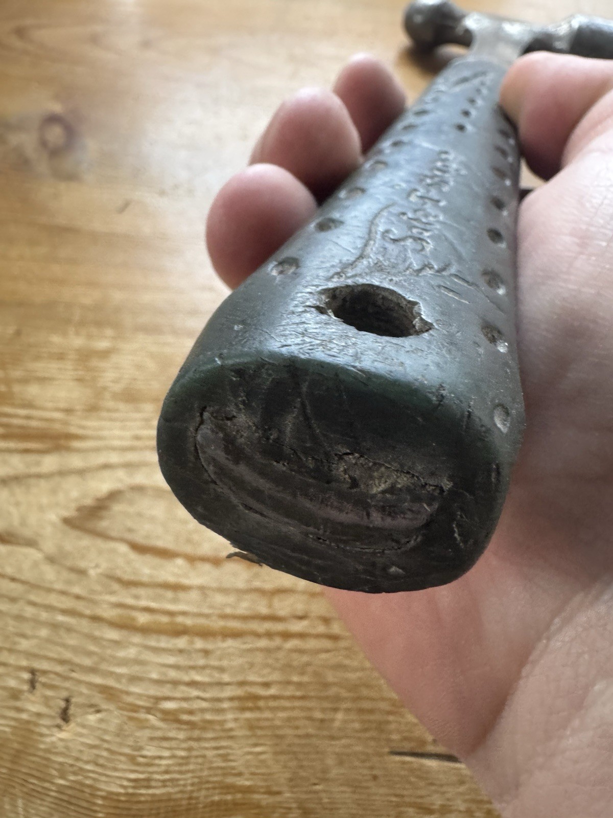 Vntg. Estwing Ball Peen Hammer Green Handle