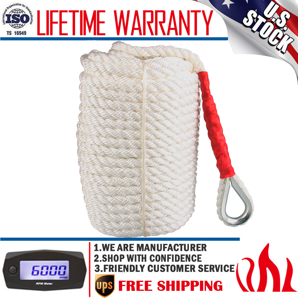 3/4"x 200' Heavy Duty Twisted Three Strand Nylon Anchor Rope Boat Line 12592 LBS