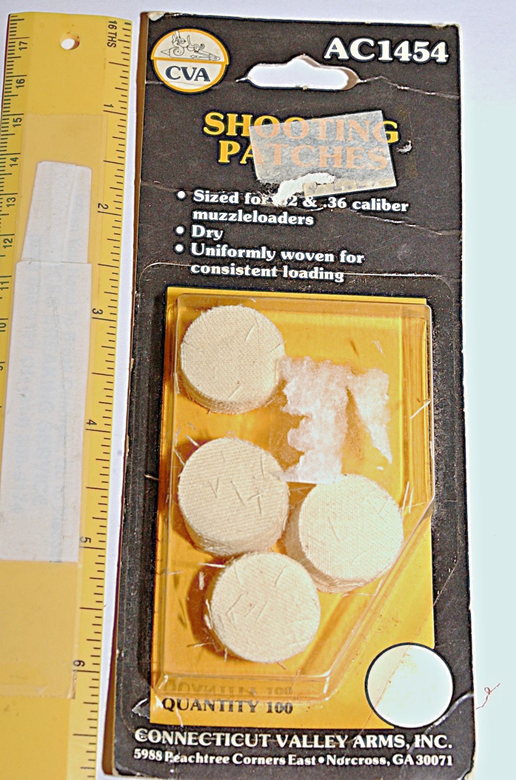 CVA Muzzleloader Shooting Patches Cotton For .32 /.36 Caliber 100 Patches AC1454