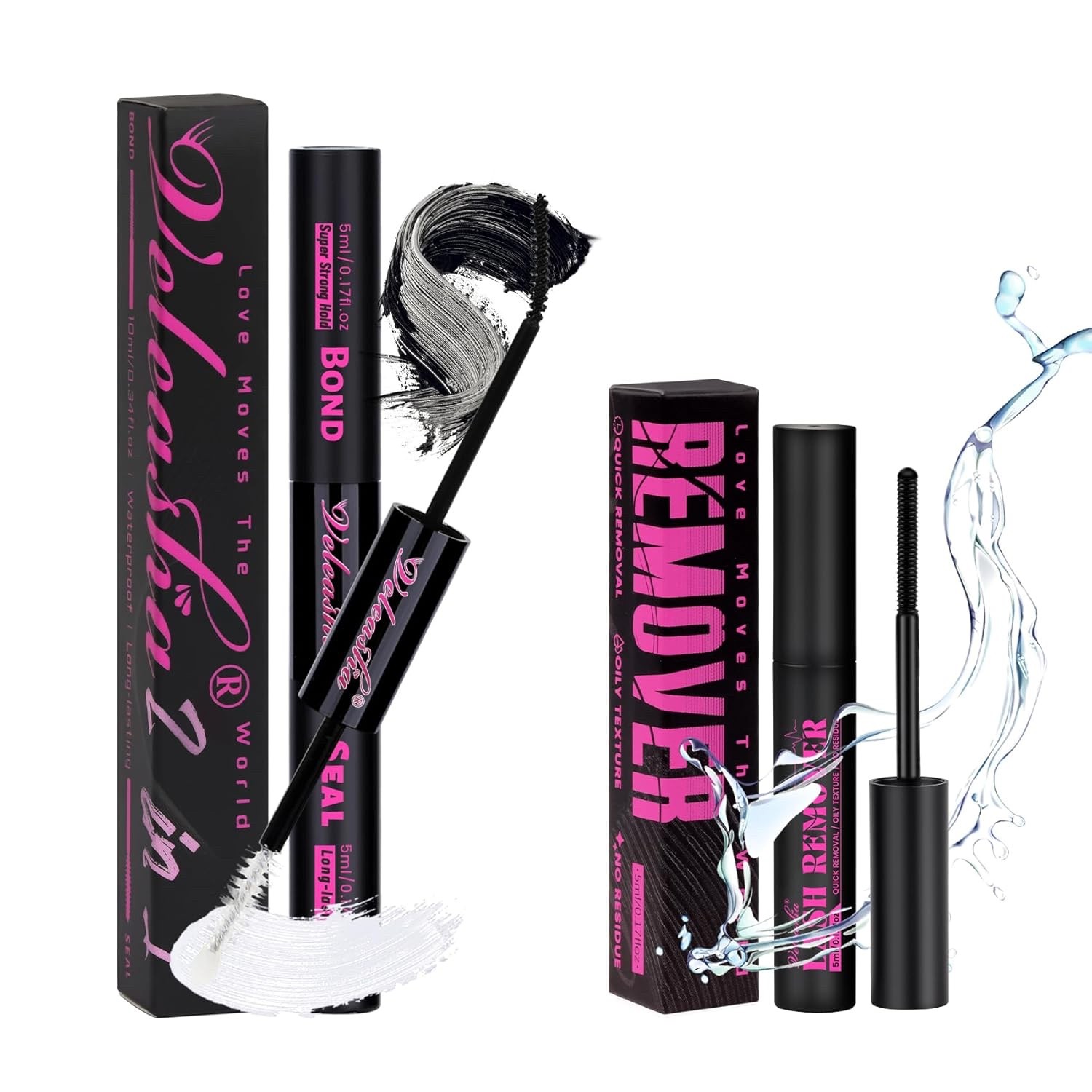 Veleasha Lash Cluster Glue and Remover Waterproof Long Lasting Bond 10 PK Black