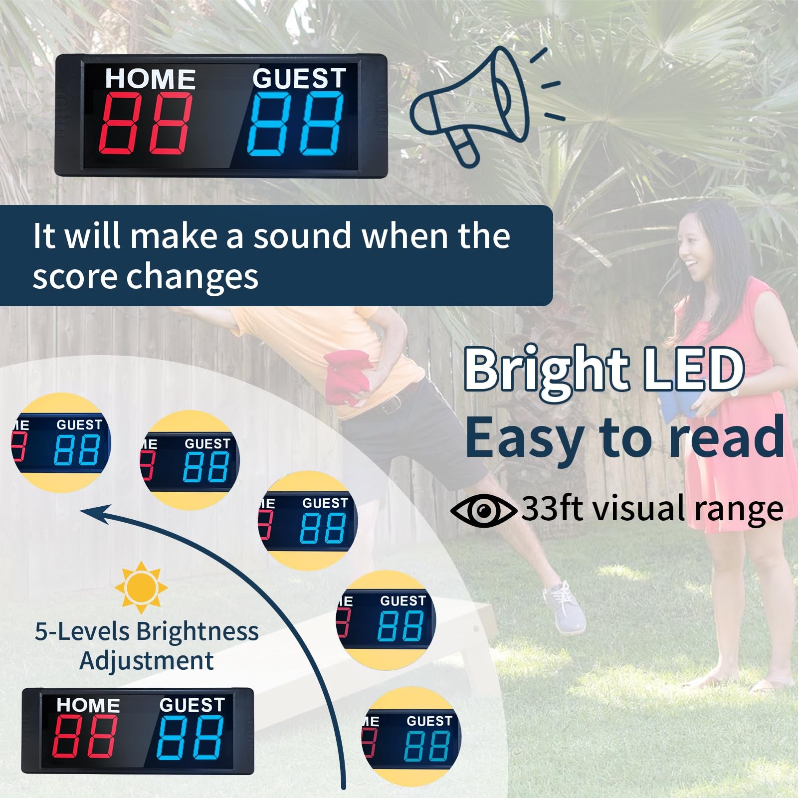 Portable Digital Scoreboard, Tabletop Electronic Scoreboard with Remote, Scor...